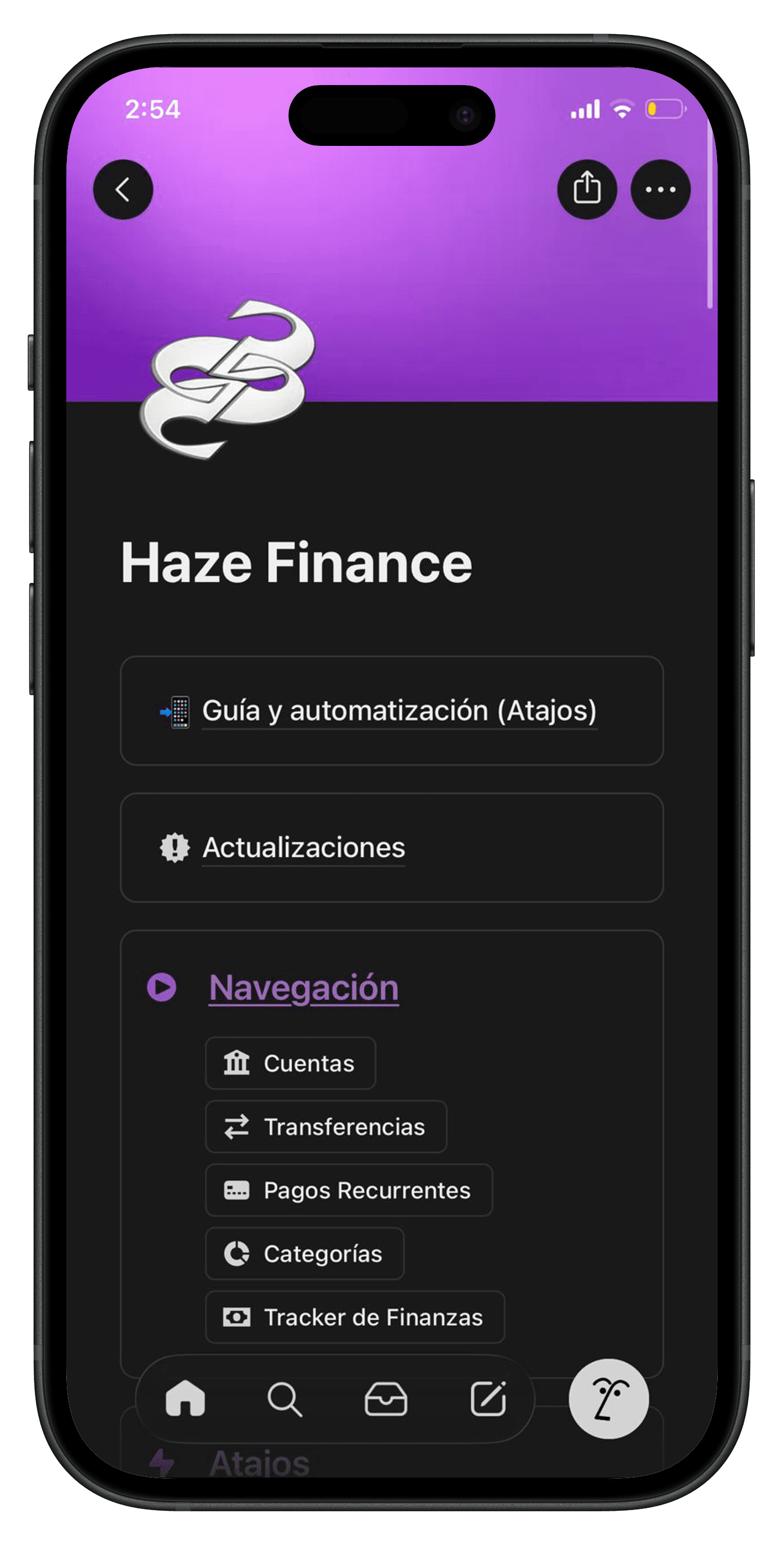 Haze Finance Móvil - Vista General